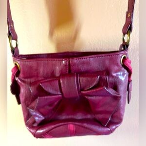 Jessica Simpson Crossbody Purse in Deep Purple Red with Bow Detailing